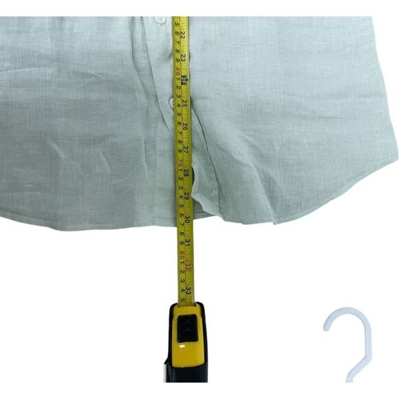 Massimo Dutti Mens Button Up Shirt Size S Green Linen Long Sleeve 0186/450 NWT - Picture 9 of 9